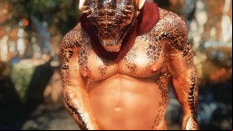 the Dragonborn jerks his fat cock